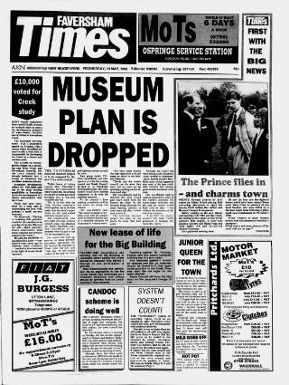 cover page of Faversham Times and Mercury and North-East Kent Journal published on May 13, 1992